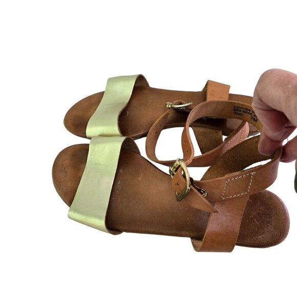 Mariella Made In Italy Brown Gold Ankle Strap Sandals Size 7M - Picture 2 of 7